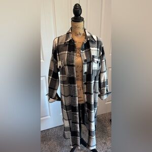 Buffalo Plaid Button-Up Shirt Jacket